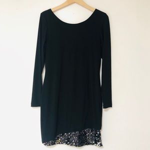 Betsy & Adam Asym. Hem w/ Sequin Detail Dress